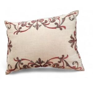 Callisto Home Accent Pillow with Terracotta and Gray Scroll Embroidery